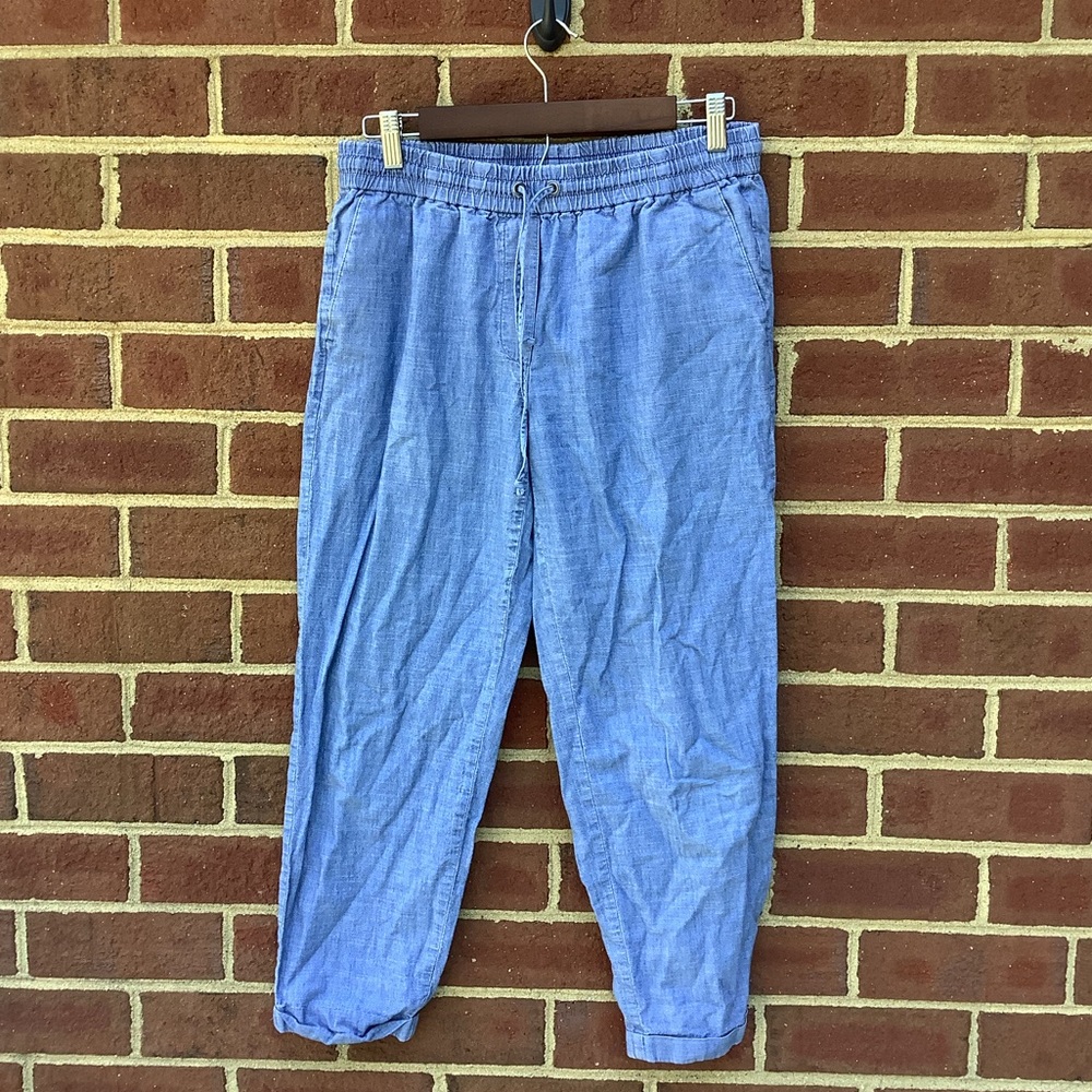 EUC J by J. Crew Chambray Like Cotton Jogger Pants Pull On Cropped 8